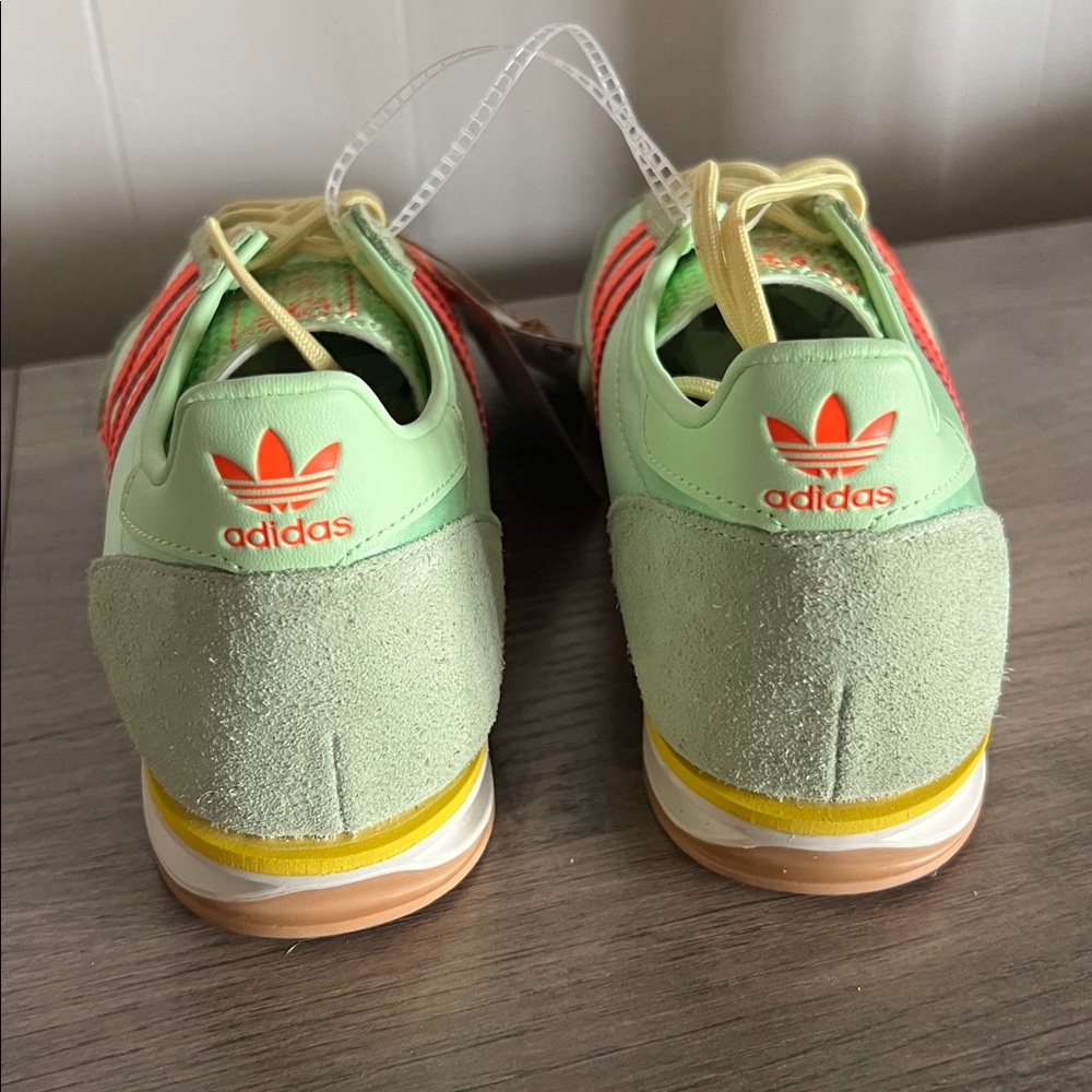 Adidas ARCHIVAL RUNNING SHOES SATIN SL 72 OG Shoes Semi Green Spark Solar Orange - Picture 5 of 13
